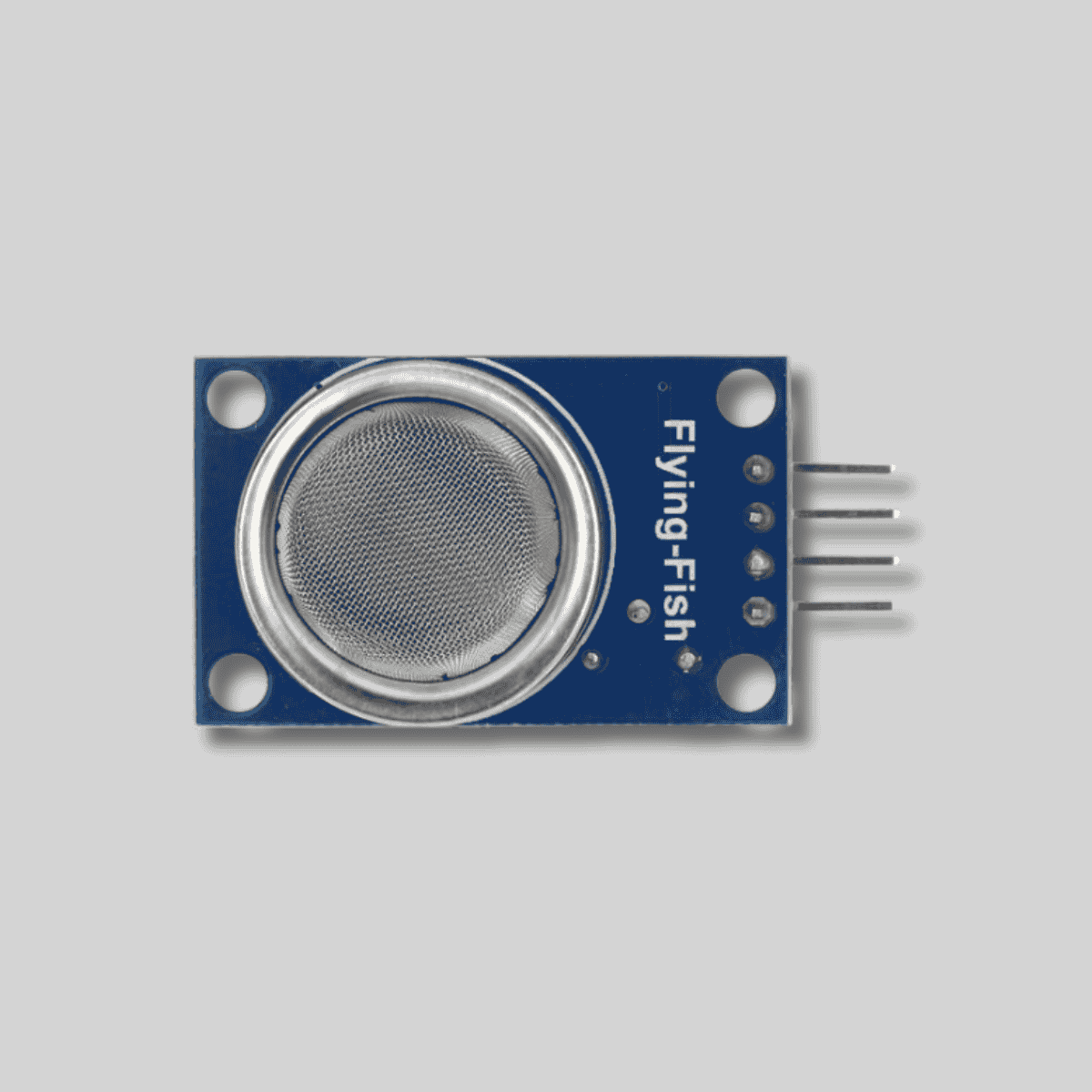 Close-up of the MQ-6 Gas Sensor's 4-pin header for power, analog, and digital outputs.